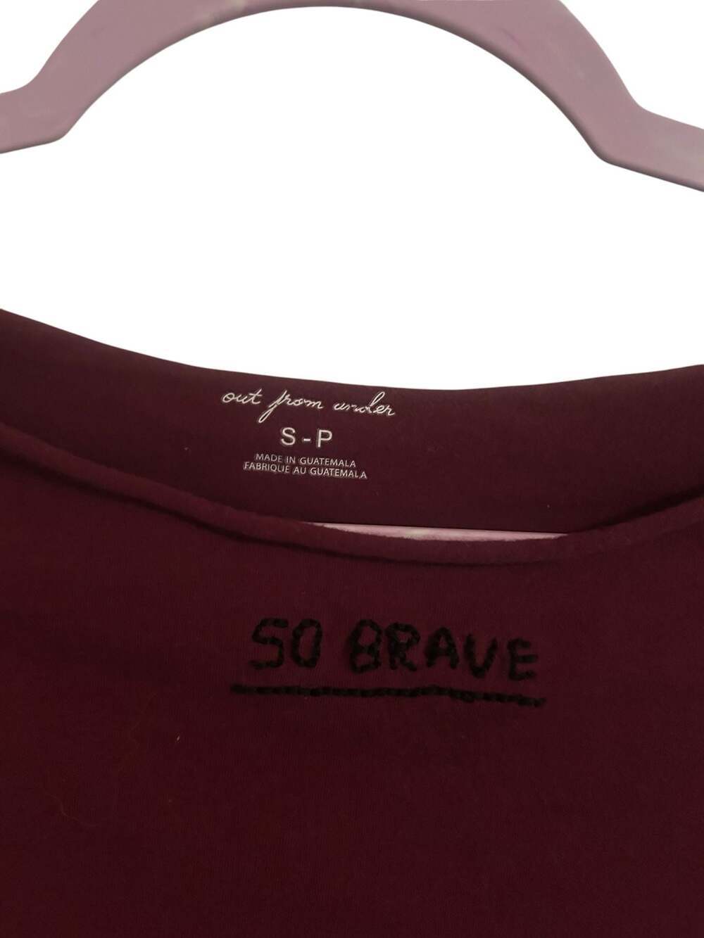 Out From Under 'So Brave' Burgundy Long Sleeve Top - Picture 2 of 3